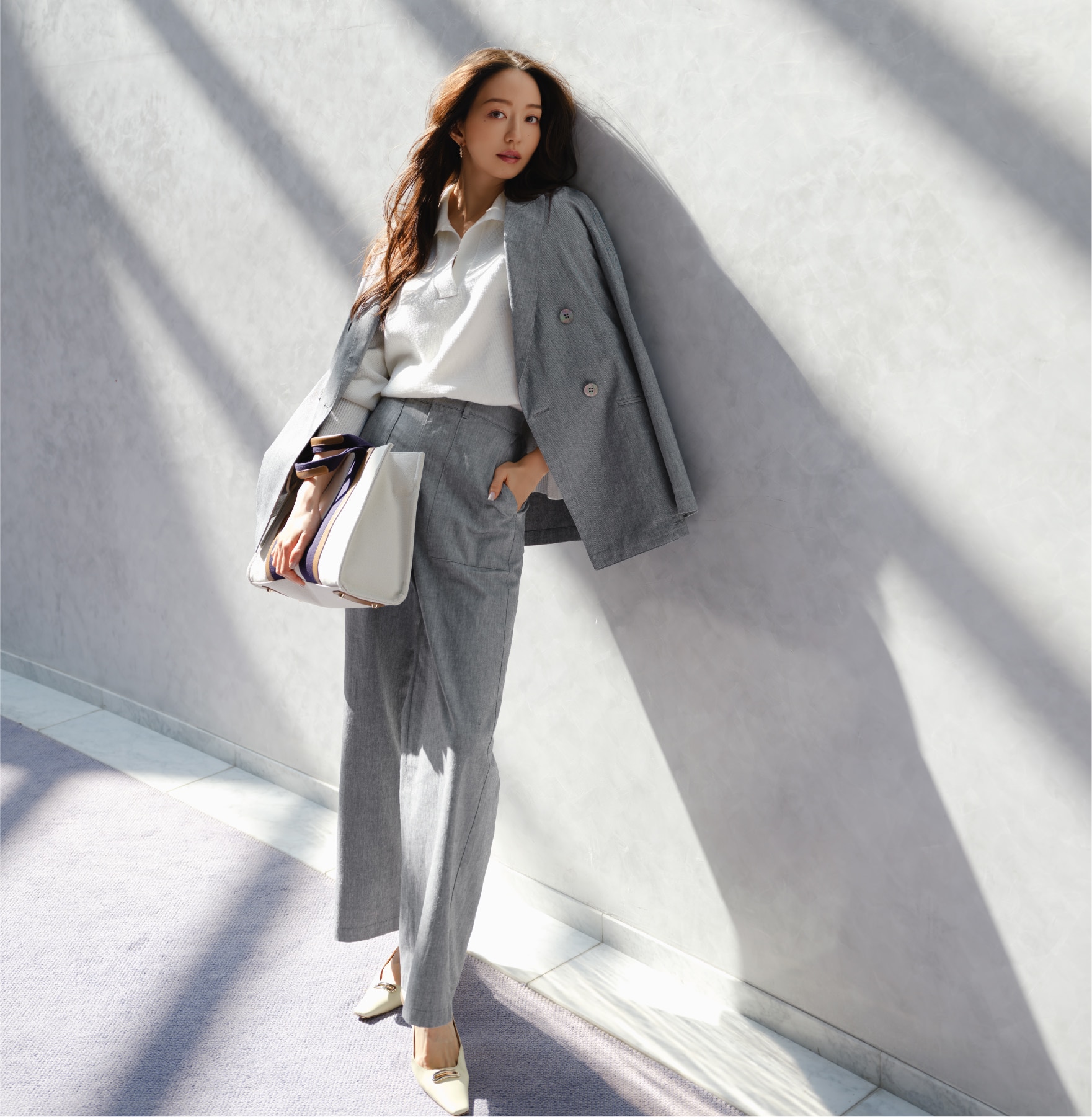 23区 セットアップジャケット 都会派コーデ