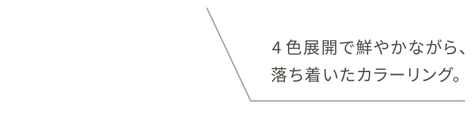 4色展開で鮮やかながら、落ち着いたカラーリング。