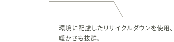 環境に配慮したリサイクルダウンを使用。暖かさも抜群。