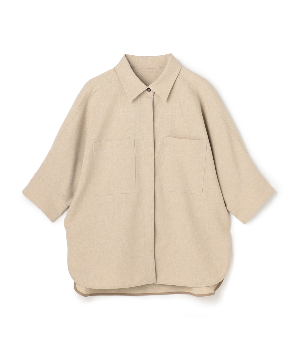 DOLMAN SLEEVE SHIRT-CHAMBRAY BEIGE