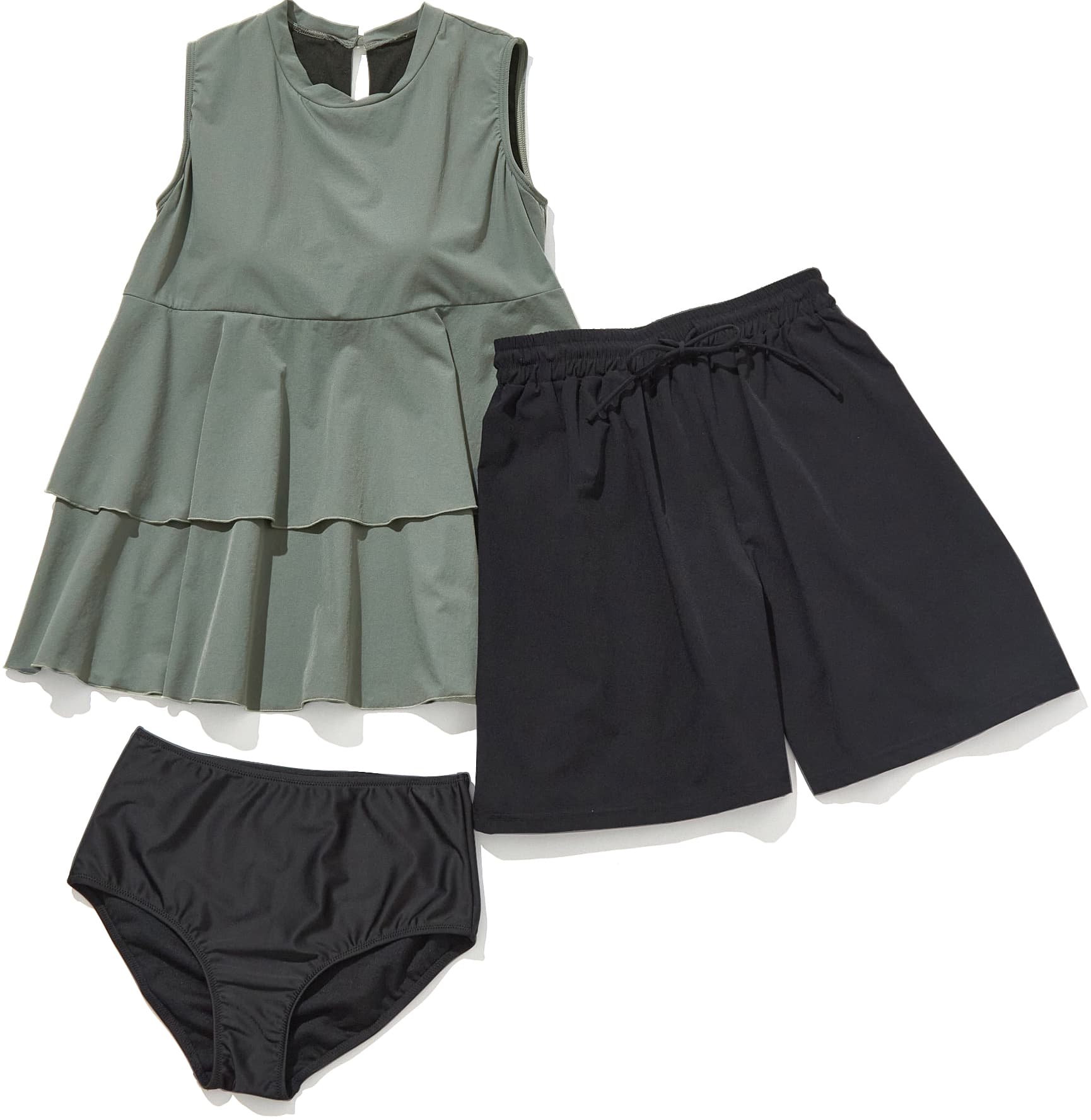 2段フリルでボディラインをおしゃれにカバー♪ショーツも深めのつくりなのがうれしいポイント