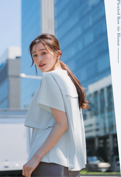 Pleated Bow-tie Blouse