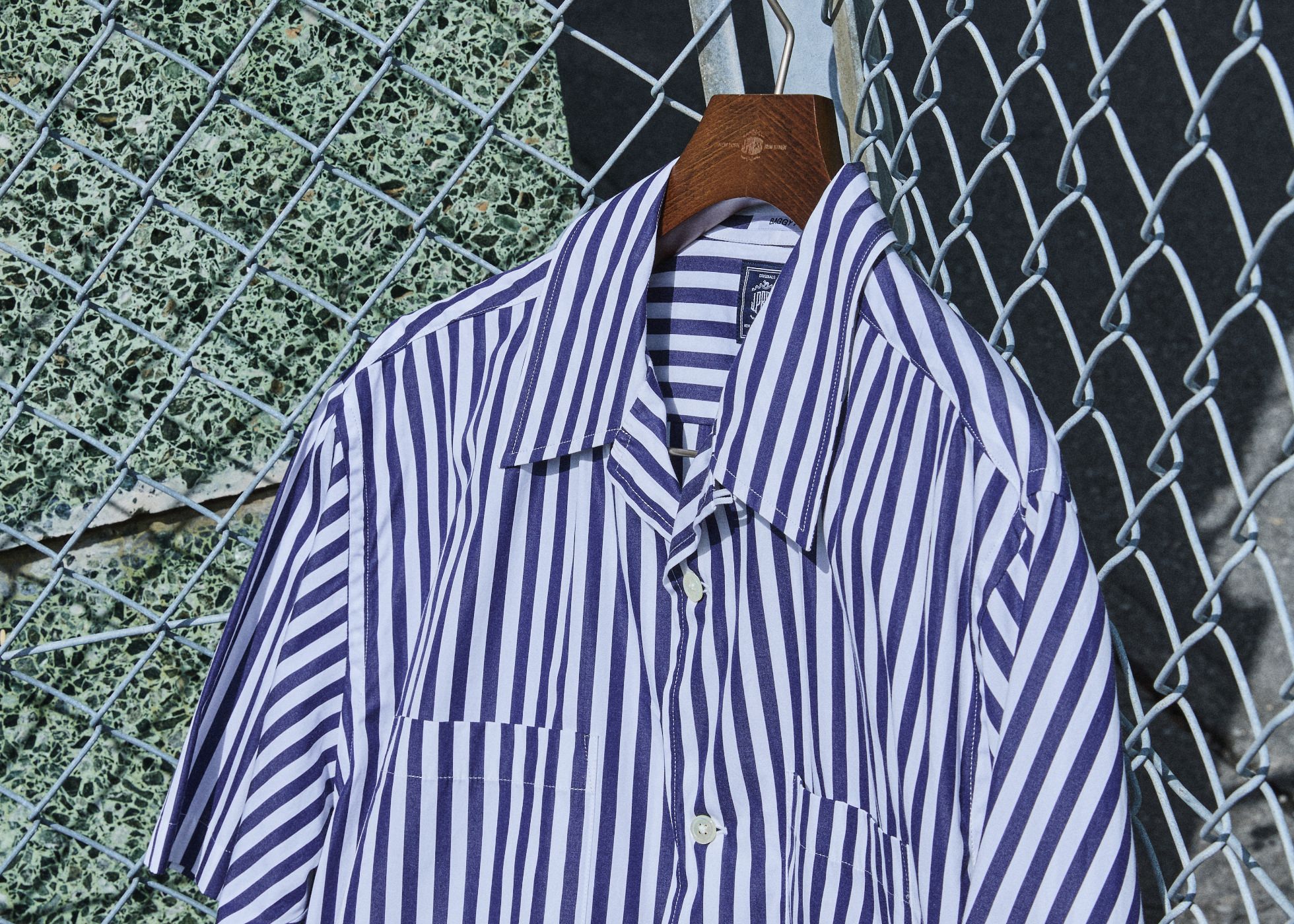 Broad Stripe Open Half Sleeve Shirt