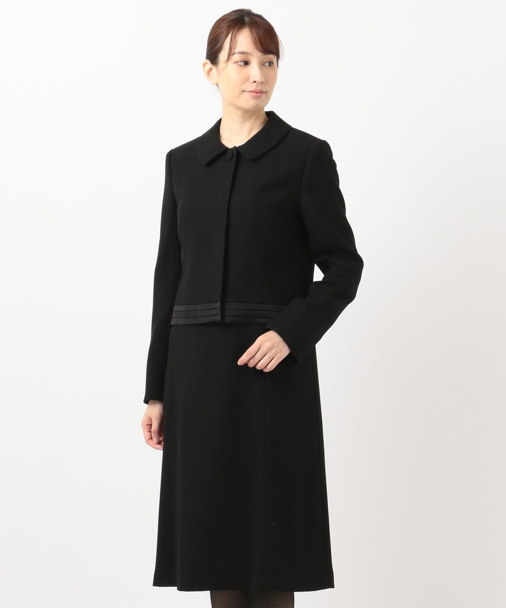 【オンワード】 自由区 FORMAL>スーツ/ネクタイ 【洗える】シルカラット バックサテン梨地 ワンピース ブラック 40 レディース 【送料無料】