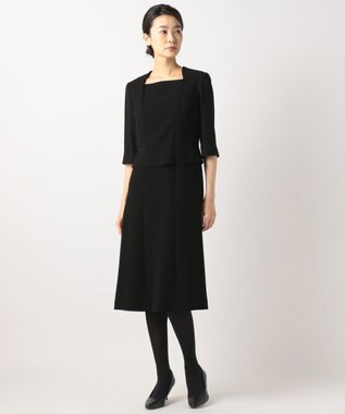 自由区 FORMAL 【ストレッチ素材】NOIE15平二重 ジャケット+ワンピース ブラック系