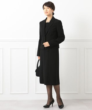 自由区 FORMAL 【ストレッチ素材】NOIE15平二重 ジャケット+ワンピース ブラック系