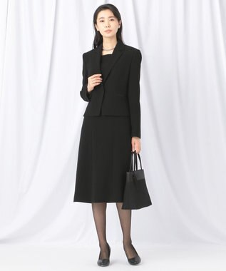 自由区 FORMAL 【ストレッチ素材】NOIE15平二重 ジャケット+ワンピース ブラック系