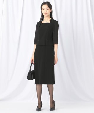 自由区 FORMAL 【ストレッチ素材】NOIE15平二重 ジャケット+ワンピース ブラック系