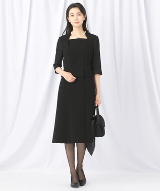 自由区 FORMAL 【ストレッチ素材】NOIE15平二重 ジャケット+ワンピース ブラック系