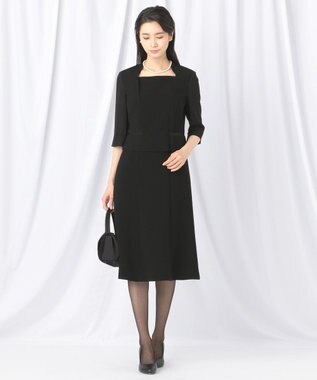 自由区 FORMAL 【ストレッチ素材】NOIE15平二重 ジャケット+ワンピース ブラック系