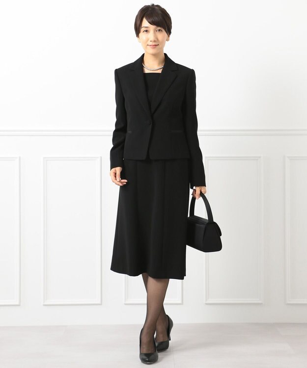 自由区 FORMAL 【ストレッチ素材】NOIE15平二重 ジャケット+ワンピース ブラック系