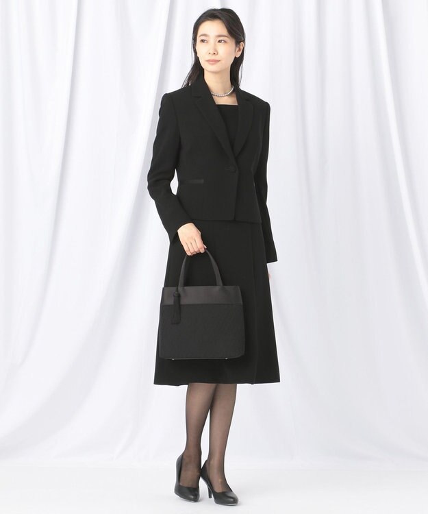 自由区 FORMAL 【ストレッチ素材】NOIE15平二重 ジャケット+ワンピース ブラック系