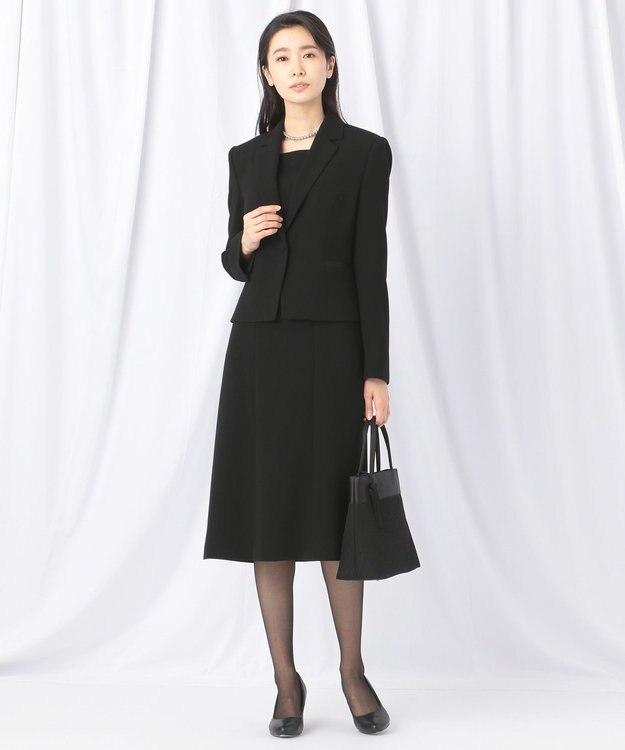 自由区 FORMAL 【ストレッチ素材】NOIE15平二重 ジャケット+ワンピース ブラック系