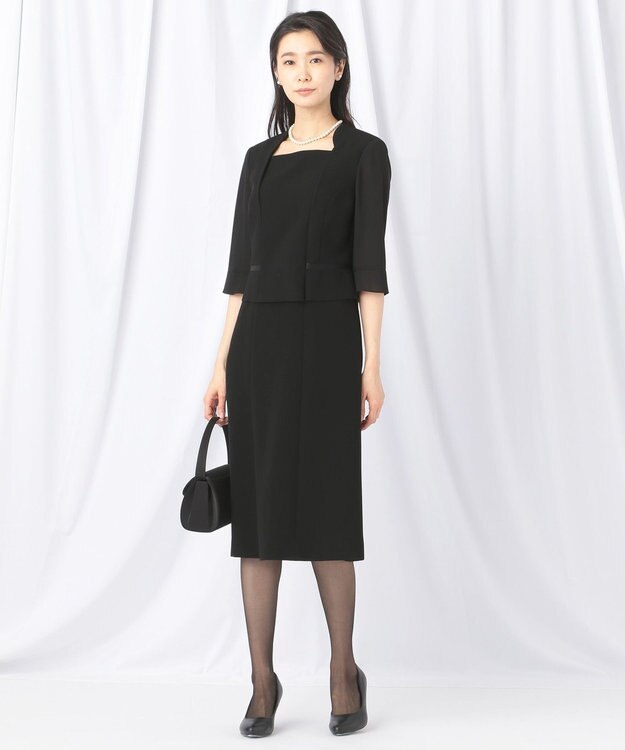 自由区 FORMAL 【ストレッチ素材】NOIE15平二重 ジャケット+ワンピース ブラック系