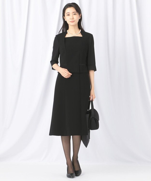 自由区 FORMAL 【ストレッチ素材】NOIE15平二重 ジャケット+ワンピース ブラック系