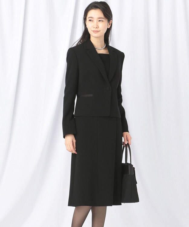 自由区 FORMAL 【ストレッチ素材】NOIE15平二重 ジャケット+ワンピース ブラック系