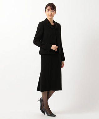 自由区 FORMAL 【高級トリアセテート素材】レベッカBSジョーゼット ジャケット+ワンピース ブラック系