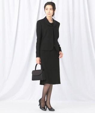 自由区 FORMAL 【高級トリアセテート素材】レベッカBSジョーゼット ジャケット+ワンピース ブラック系