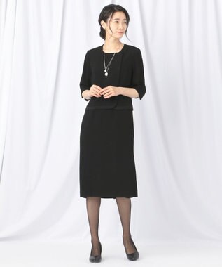 自由区 FORMAL 【高級トリアセテート素材】レベッカBSジョーゼット ジャケット+ワンピース ブラック系