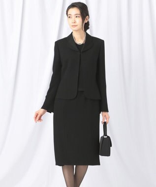 自由区 FORMAL 【高級トリアセテート素材】レベッカBSジョーゼット ジャケット+ワンピース ブラック系