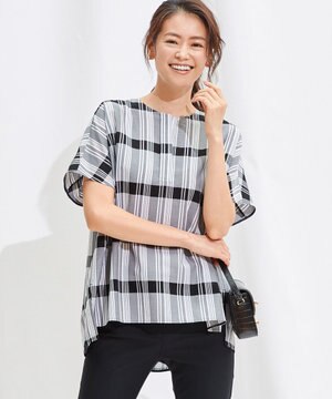  Stripe Check ブラウス