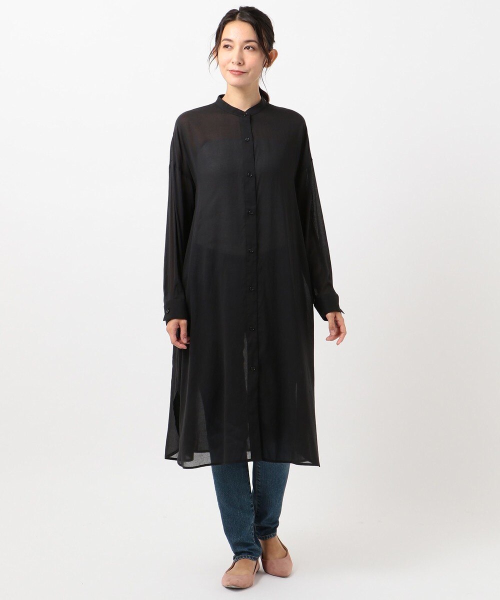 【オンワード】 any FAM>トップス 【洗える】シアーボイルロング ブラウス ブラック F レディース 【送料無料】