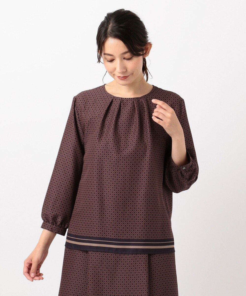 【オンワード】 J.PRESS LADIES>トップス 【洗える】ジオメトリックプリント ブラウス グレー F レディース 【送料無料】