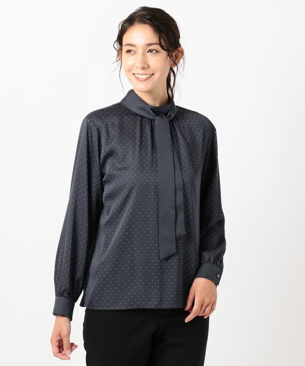 【洗える】シルクライクサテンドット ブラウス / J.PRESS LADIES