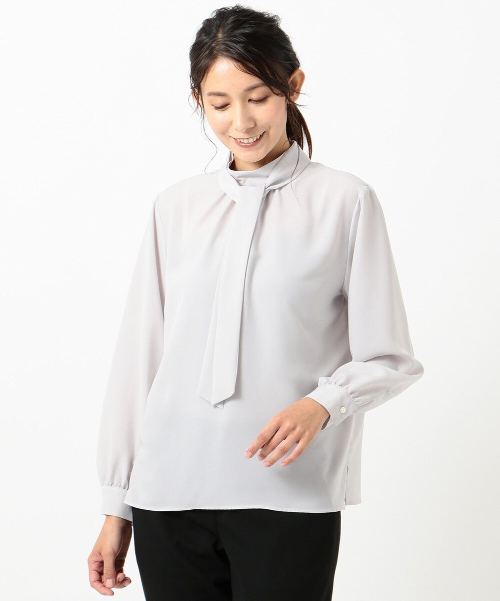【オンワード】 J.PRESS LADIES L>トップス 【洗える】DE FAILLE ボウタイブラウス ライトグレー T13 レディース 【送料無料】