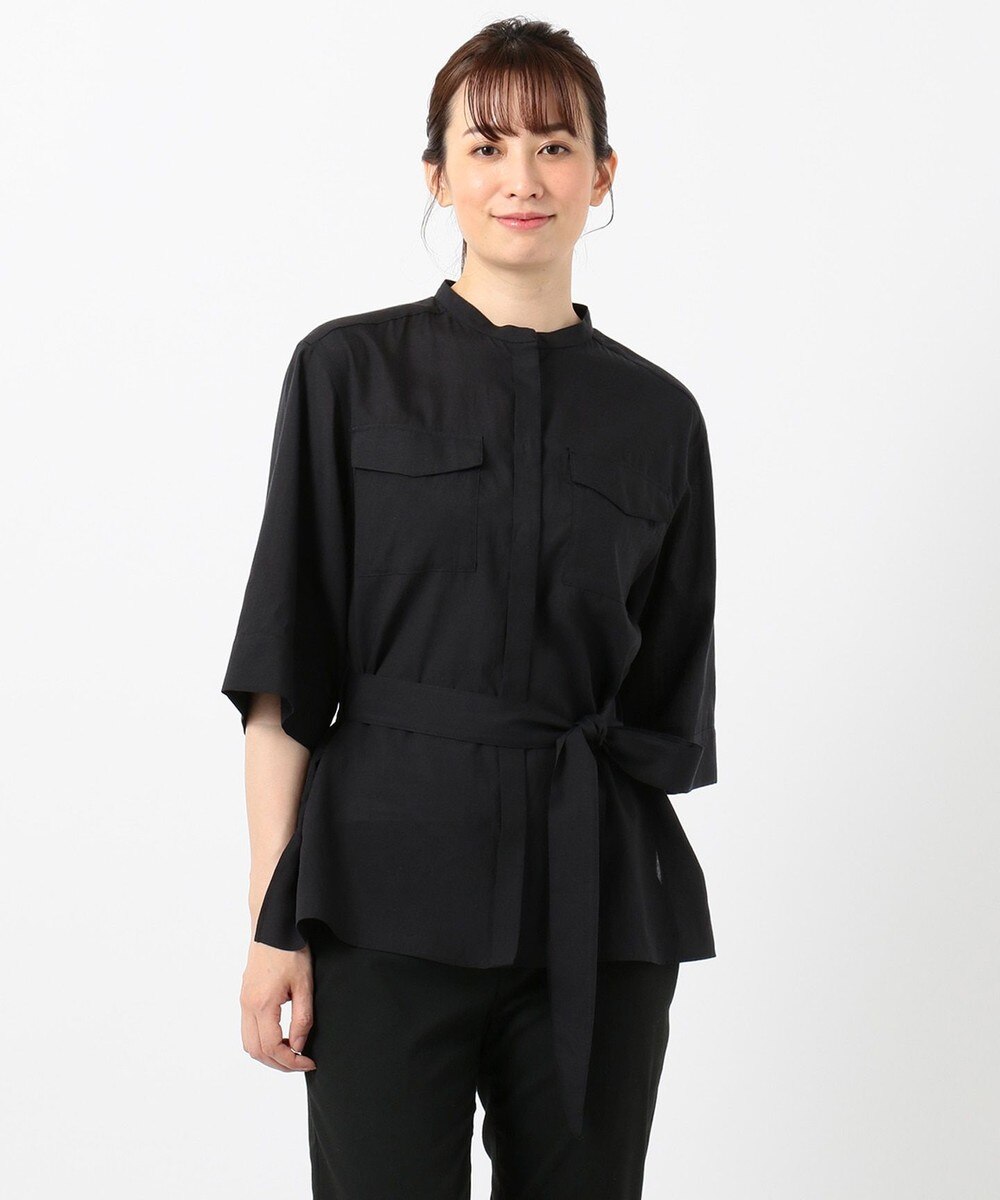 【オンワード】 J.PRESS LADIES S>トップス 【洗える】セルロース綿麻スラブローン ブラウス ブラック P5 レディース 【送料無料】