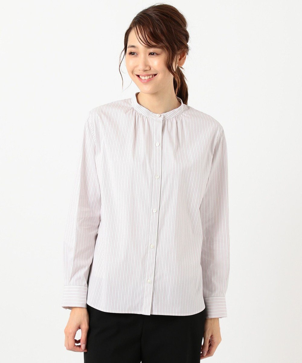 J.PRESS LADIES L 【洗える】SOMELOS JOYCE バンドカラー シャツ 