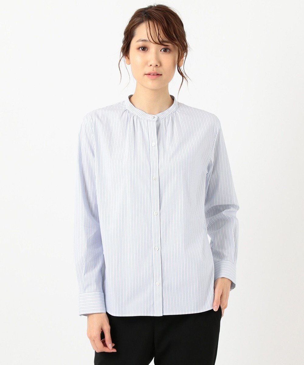 J.PRESS LADIES L 【洗える】SOMELOS JOYCE バンドカラー シャツ 