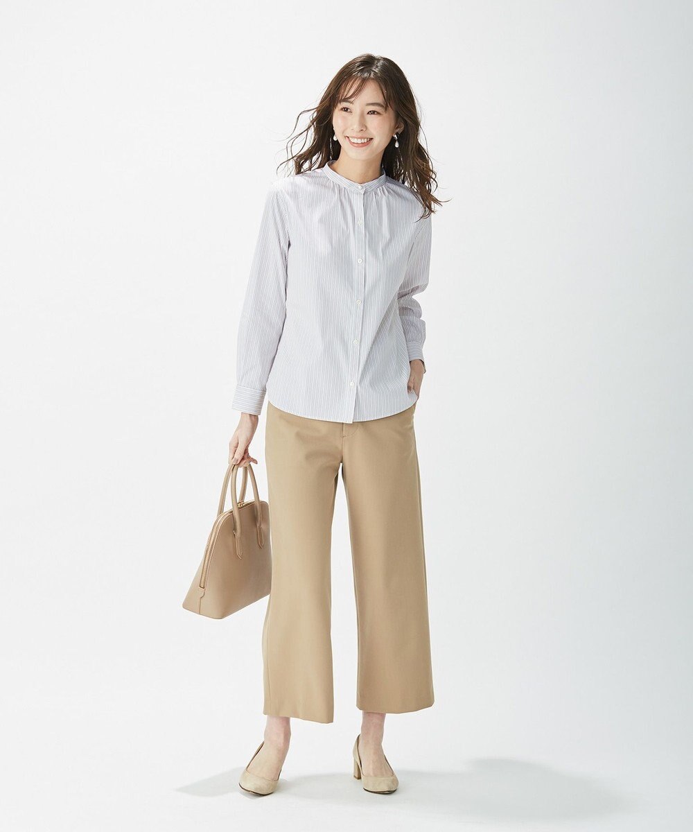 J.PRESS LADIES L 【洗える】SOMELOS JOYCE バンドカラー シャツ 