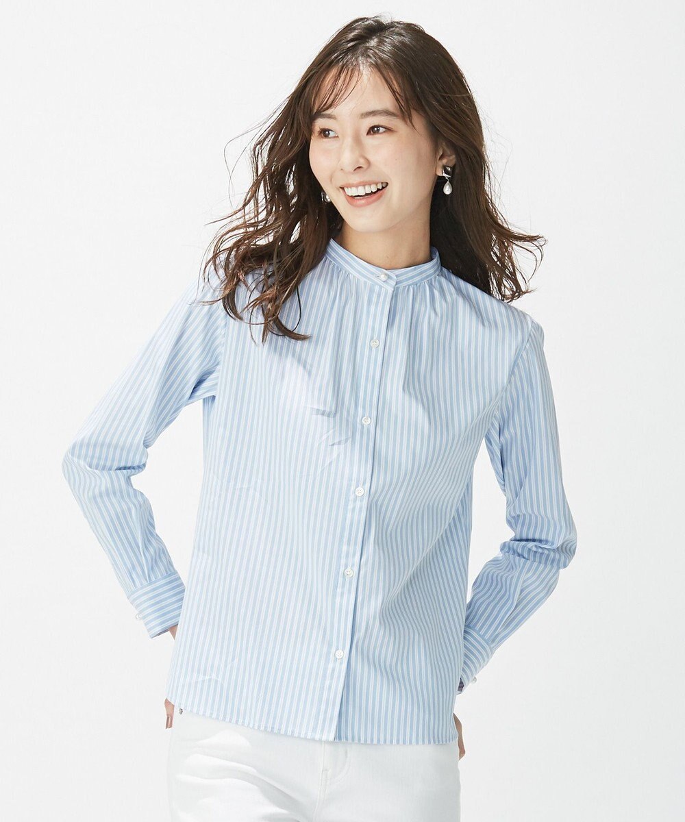 J.PRESS LADIES L 【洗える】SOMELOS JOYCE バンドカラー シャツ 