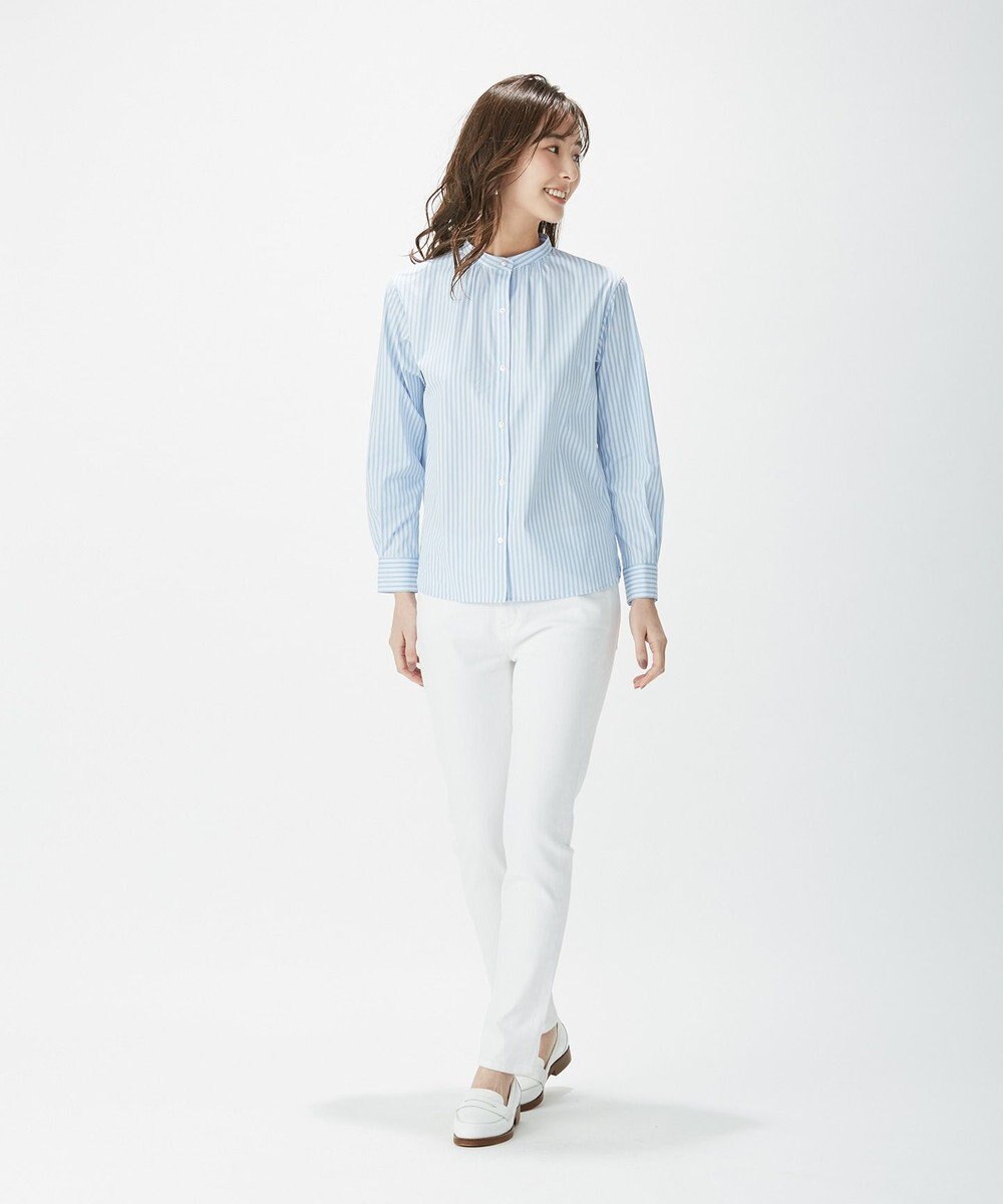 J.PRESS LADIES L 【洗える】SOMELOS JOYCE バンドカラー シャツ 