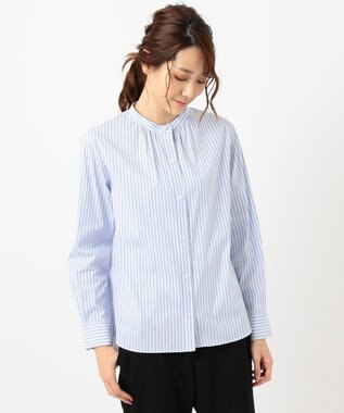 J.PRESS LADIES L 【洗える】SOMELOS JOYCE バンドカラー シャツ サックスブルー系2
