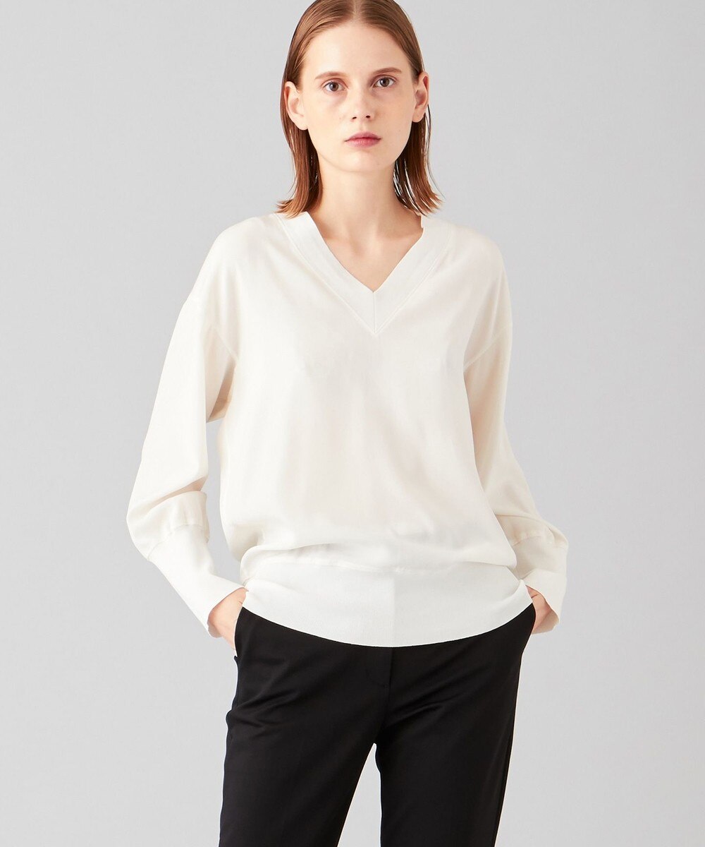 【オンワード】 JOSEPH>トップス 【洗える】ストレッチサテン Vネック ブラウス グレー 36 レディース 【送料無料】