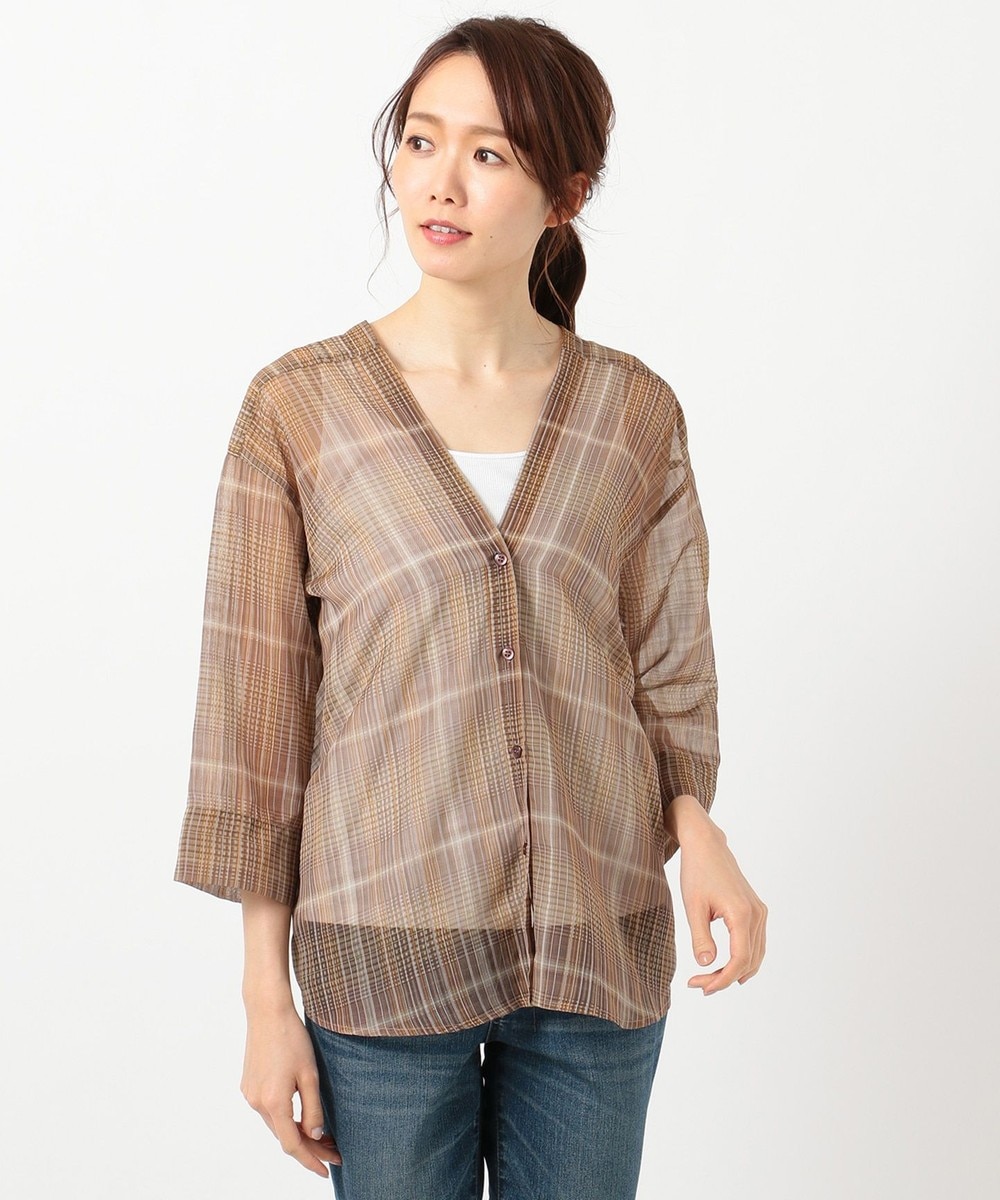 【オンワード】 SHARE PARK LADIES>トップス シアーマドラスチェックブラウス ベージュ 1 レディース 【送料無料】