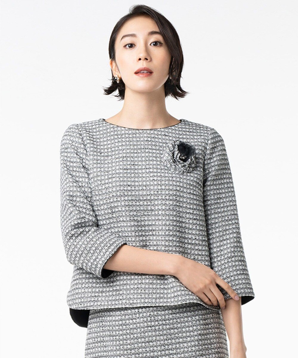 【オンワード】 自由区 L>トップス 【マガジン掲載】カラミツイード ブラウス モノトーン 44 レディース 【送料無料】