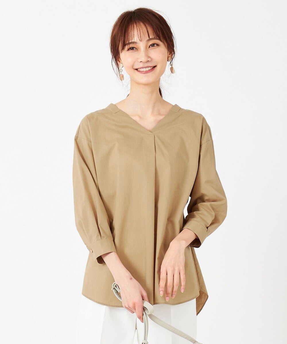 【オンワード】 any SiS>トップス コットン/キュプラ バックシャンプル ブラウス キャメル 2 レディース 【送料無料】