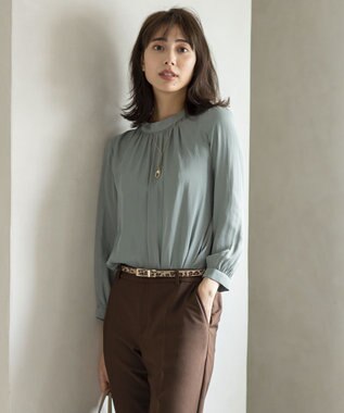 【美人百花10月号掲載】スタンドカラー ブラウス, スモーキーミント, 1