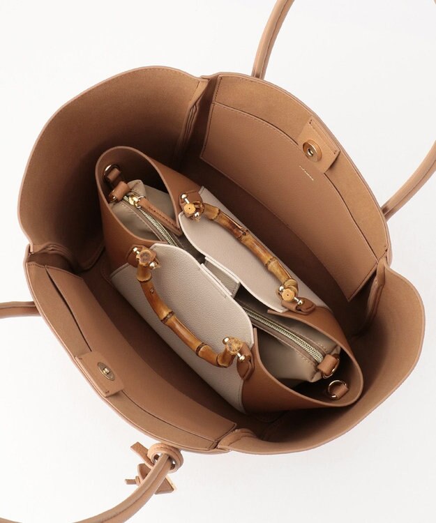 J.PRESS LADIES 【3点セット・A4サイズ収納可】クラシック マトリョーシカ トートバッグ キャメル系