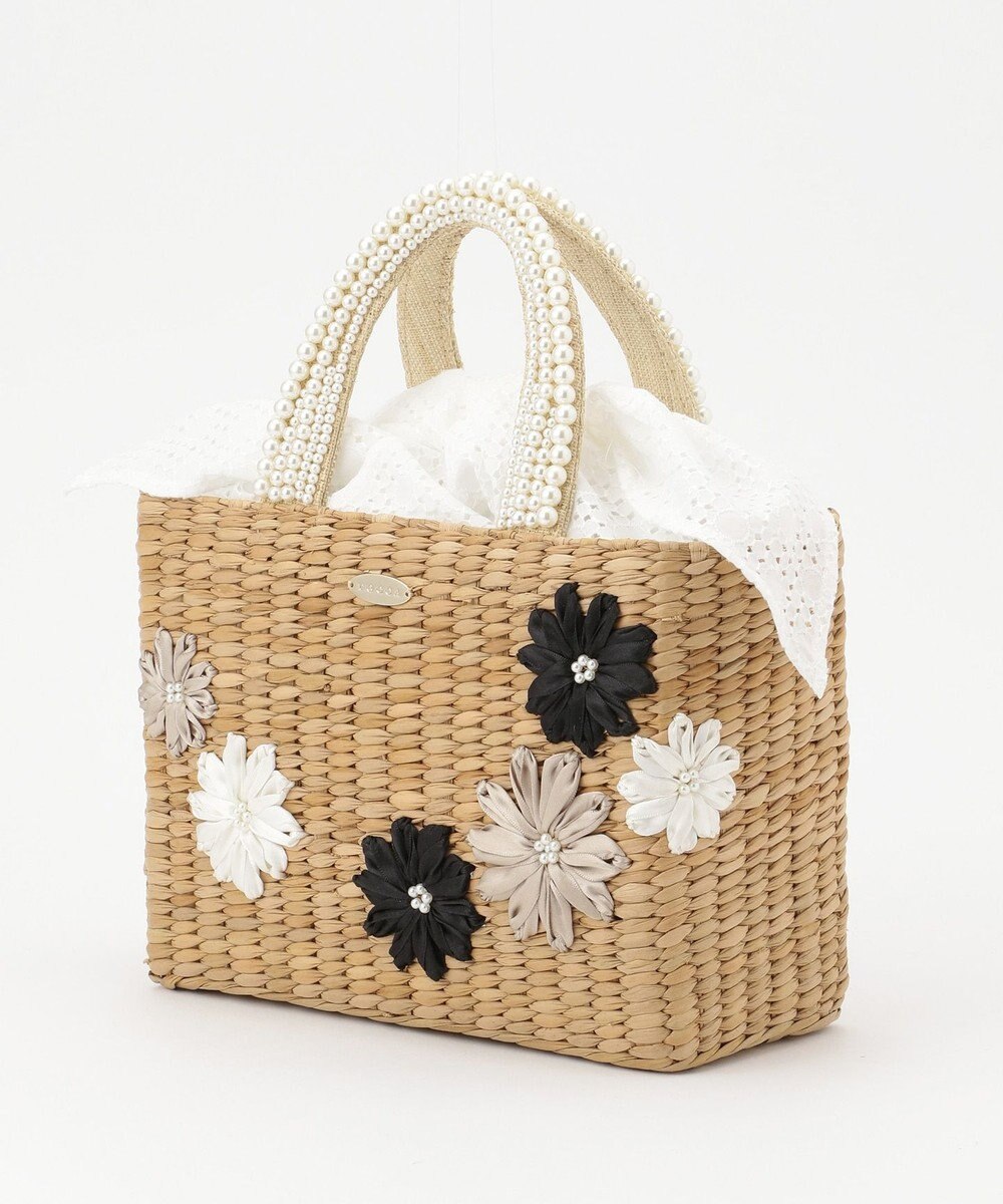 PEARL EMBROIDERY WICKER TOTE かごバッグ