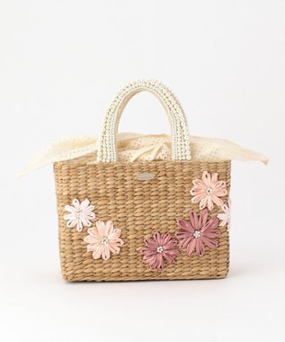 PEARL EMBROIDERY WICKER TOTE かごバッグ