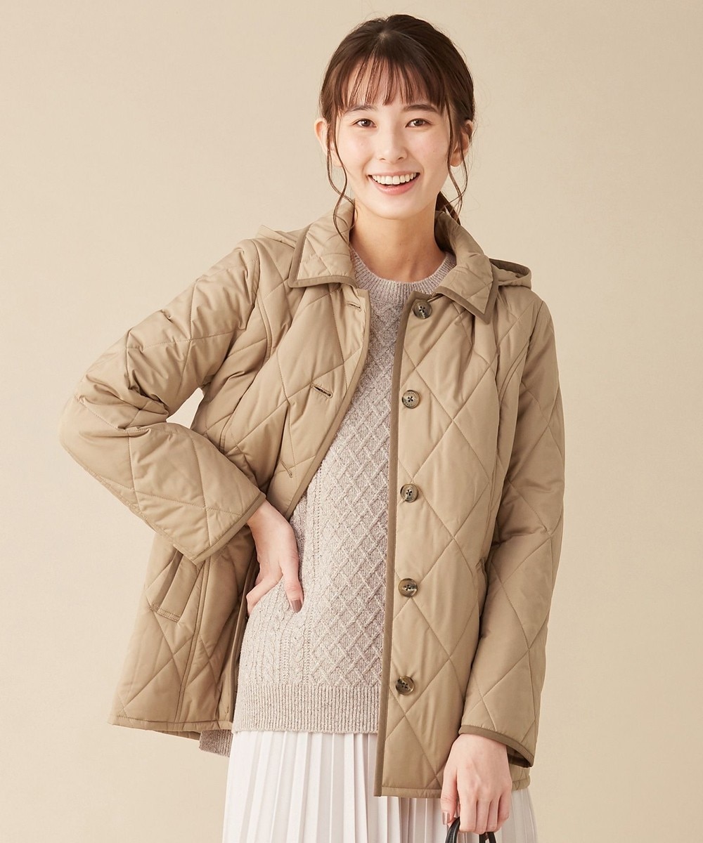 【オンワード】 J.PRESS LADIES S>ジャケット/アウター 【フード取り外し可/撥水加工】コンパクトタフタプレミアム撥水 コート ベージュ P5 レディース 【送料無料】