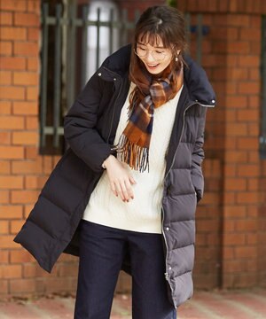 ブラッシュドマルチポリ ロング ダウンコート