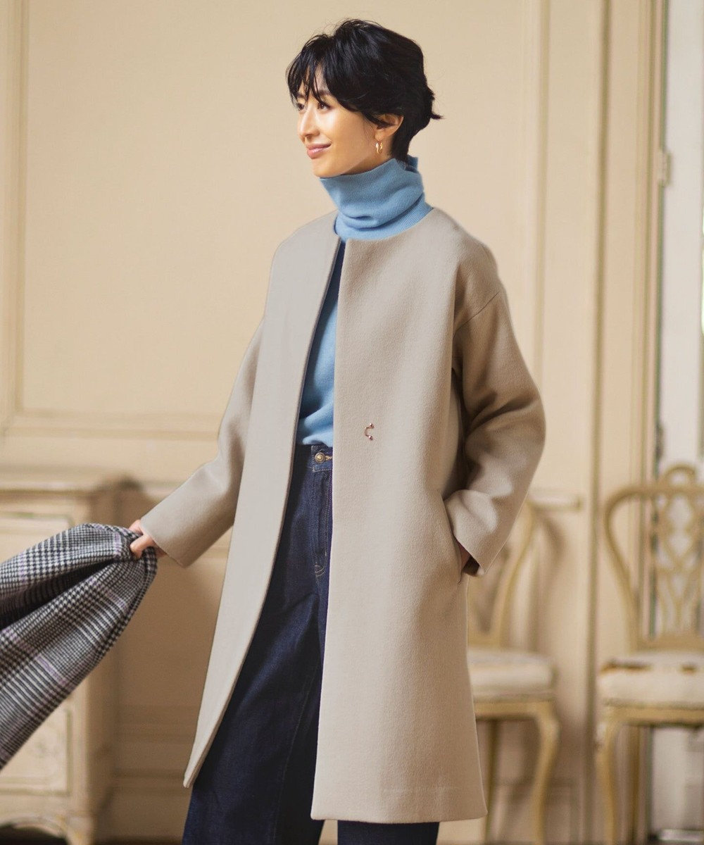 カシミヤブレンドノーカラー コート / any FAM | ファッション通販
