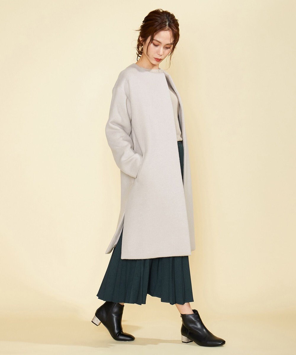 カシミヤブレンドノーカラー ロングコート / any FAM L | ファッション 