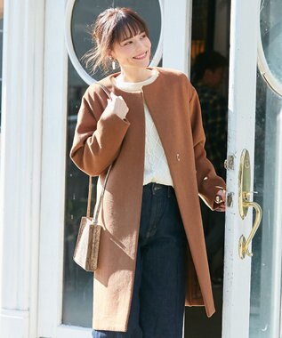 カシミヤブレンドノーカラー ロングコート Any Fam ファッション通販 公式通販 オンワード クローゼット