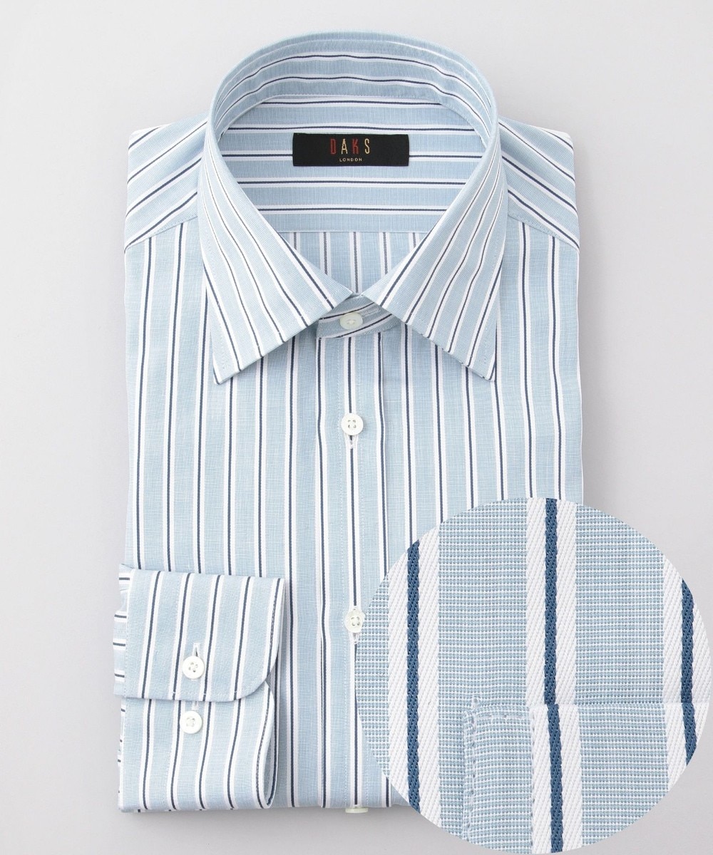 【オンワード】 DAKS>トップス 【レギュラーカラー】ドビーストライプ ドレスシャツ ライトグリーン M(39-82) メンズ 【送料無料】